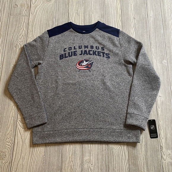 NHL Columbus Blue Jackets Logo Crewneck Pullover Sweatshirt Mens M Gray Blue New - Picture 1 of 11